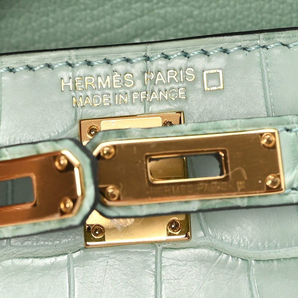 Matte Alligator Festival Kelly Bag Charm Vert D'eau
