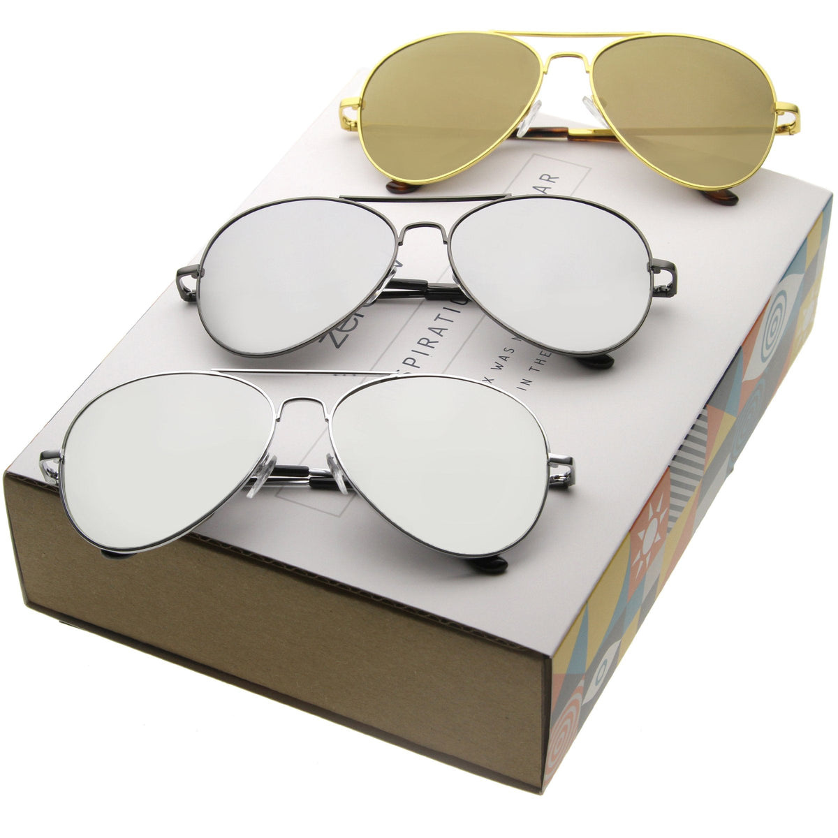 Classic Retro Full Metal Mirrored Lens Aviator Sunglasses A607 [Promo Box]