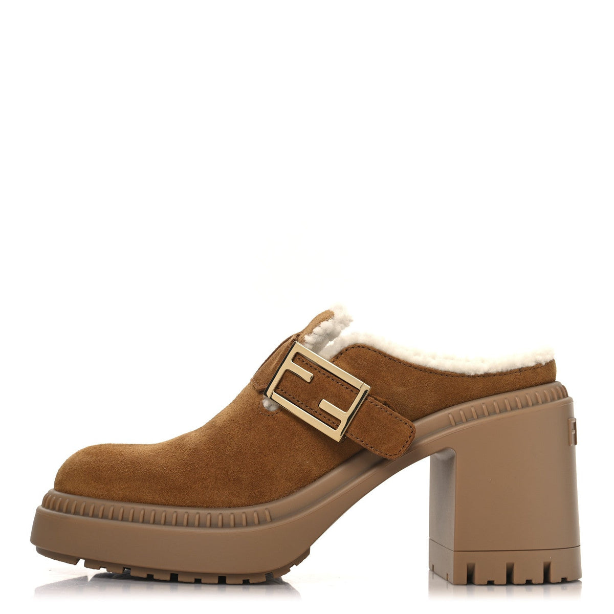 Suede Shearling Clogs 36.5 Caramello Latte