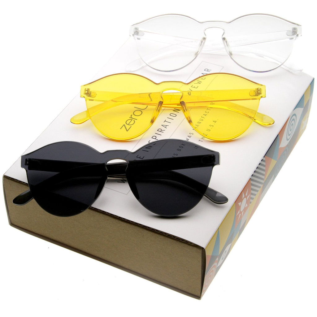 Futuristic Modern Monoblock Color Tone Sunglasses A555 [Promo Box]