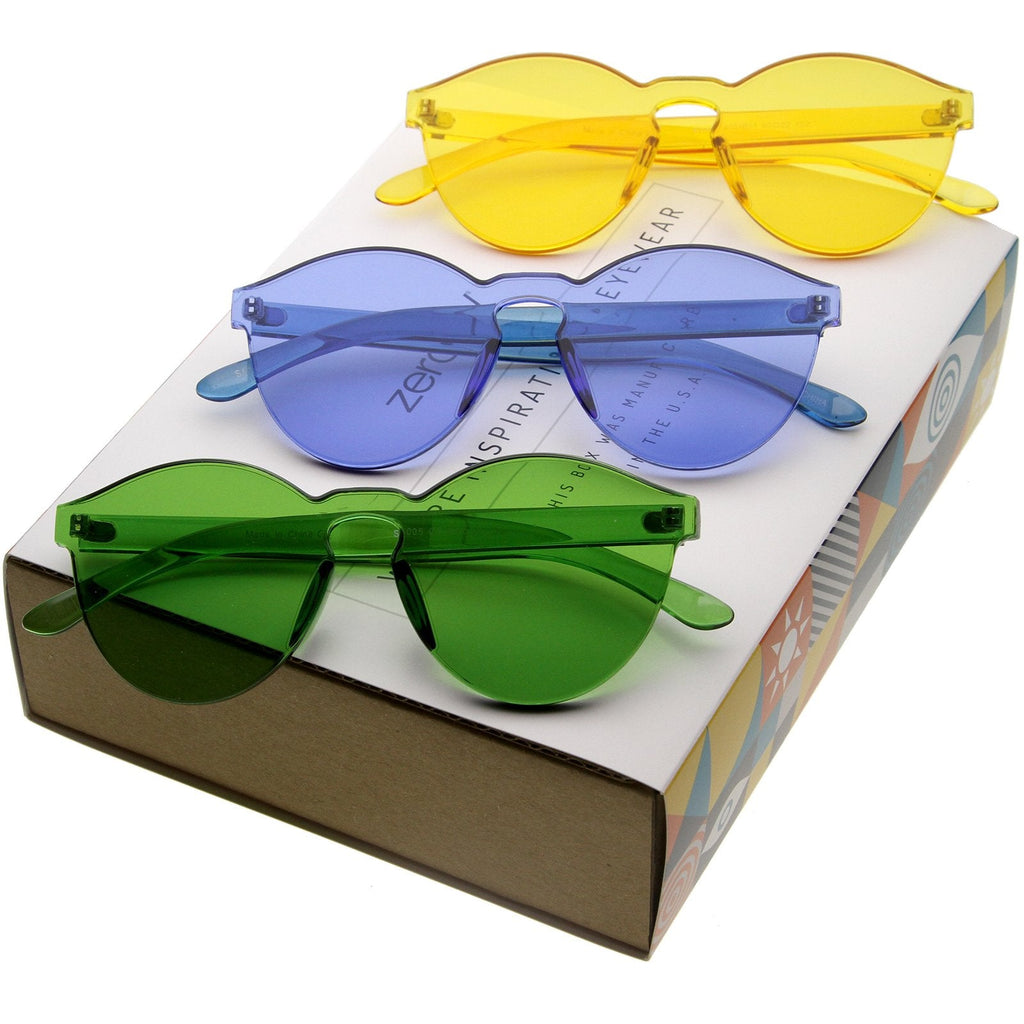 Futuristic Modern Monoblock Color Tone Sunglasses A555 [Promo Box]