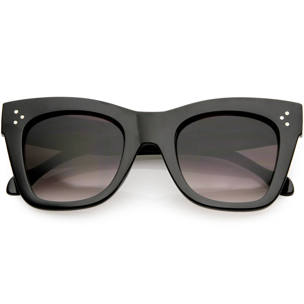 Women's Large Bold Horned Rim With Rivets Sunglasses C874