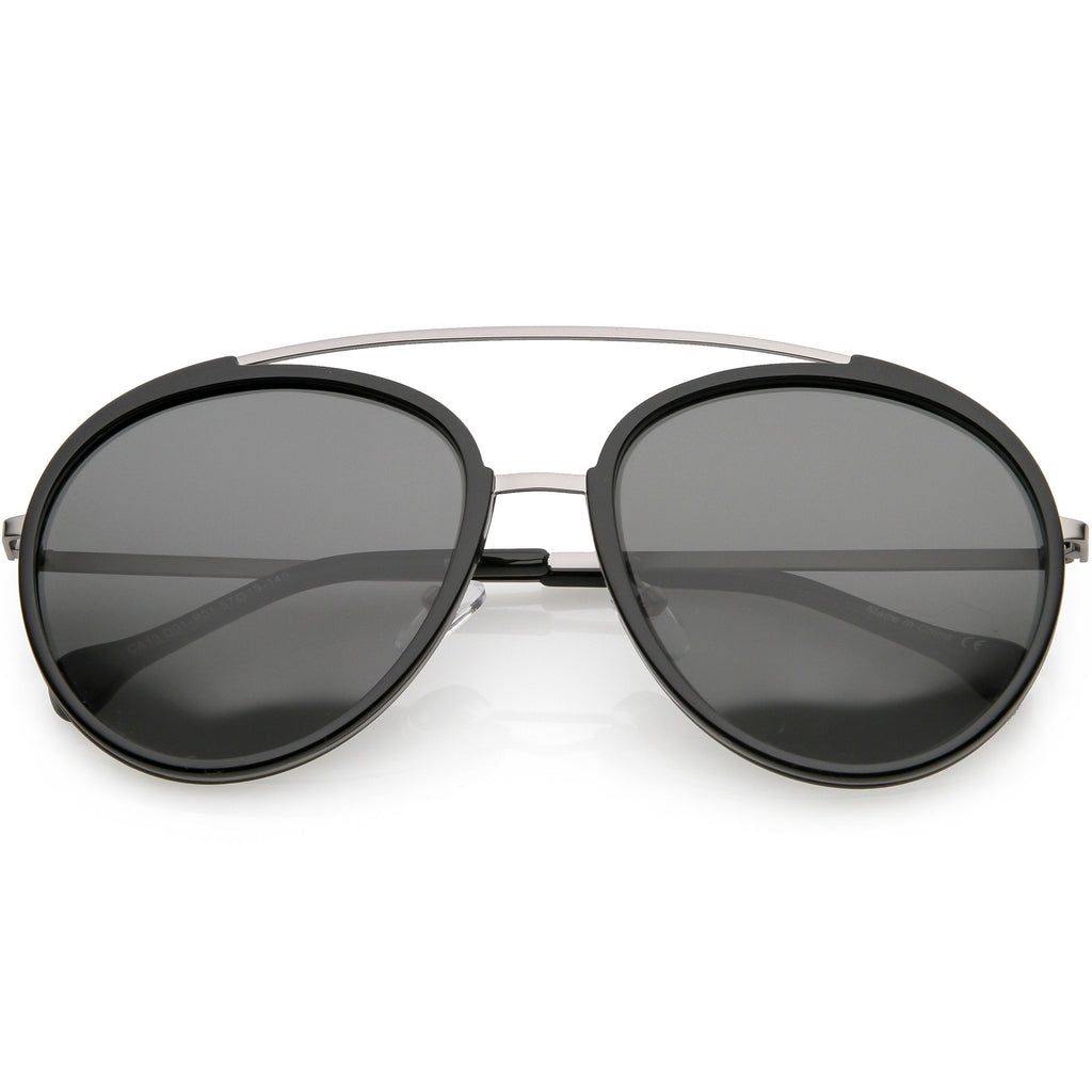 Round Dapper Tear Drop Polarized Mirrored Lens Aviator Sunglasses C825