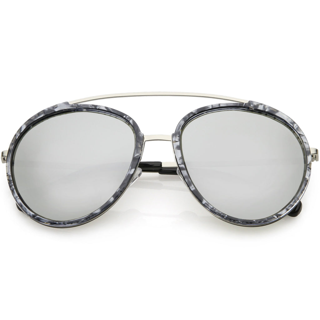 Round Dapper Tear Drop Polarized Mirrored Lens Aviator Sunglasses C825