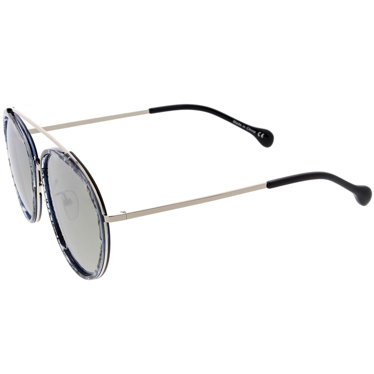 Round Dapper Tear Drop Polarized Mirrored Lens Aviator Sunglasses C825