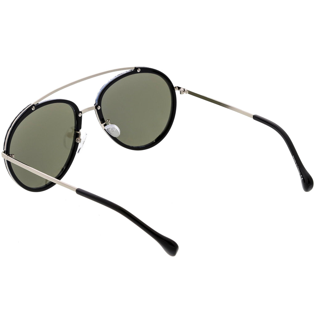 Round Dapper Tear Drop Polarized Mirrored Lens Aviator Sunglasses C825