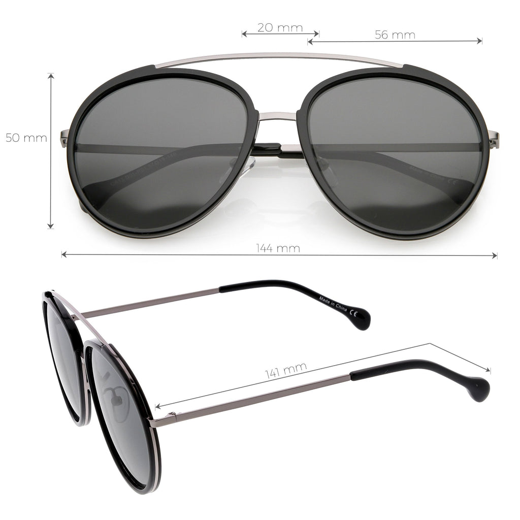 Round Dapper Tear Drop Polarized Mirrored Lens Aviator Sunglasses C825