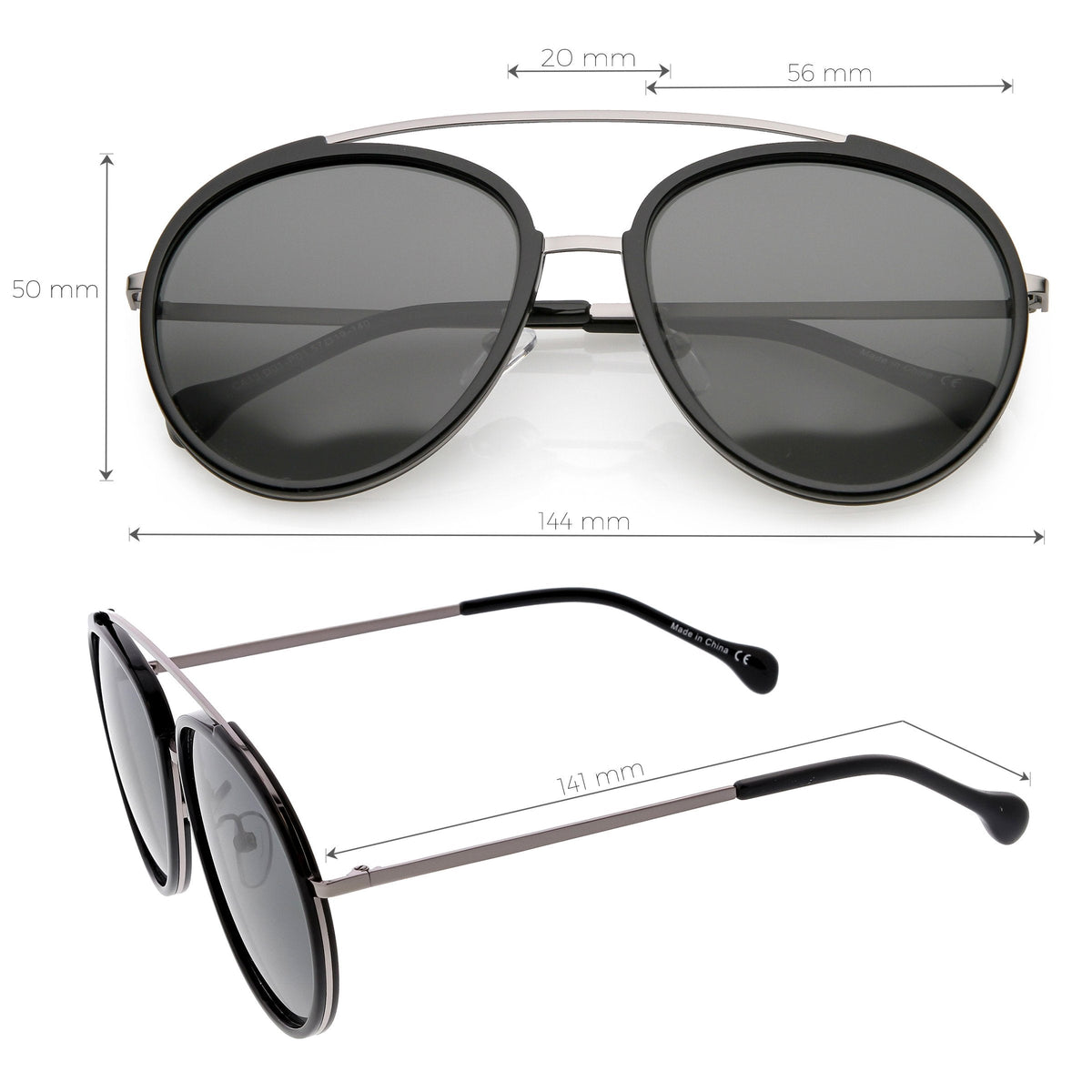 Round Dapper Tear Drop Polarized Mirrored Lens Aviator Sunglasses C825
