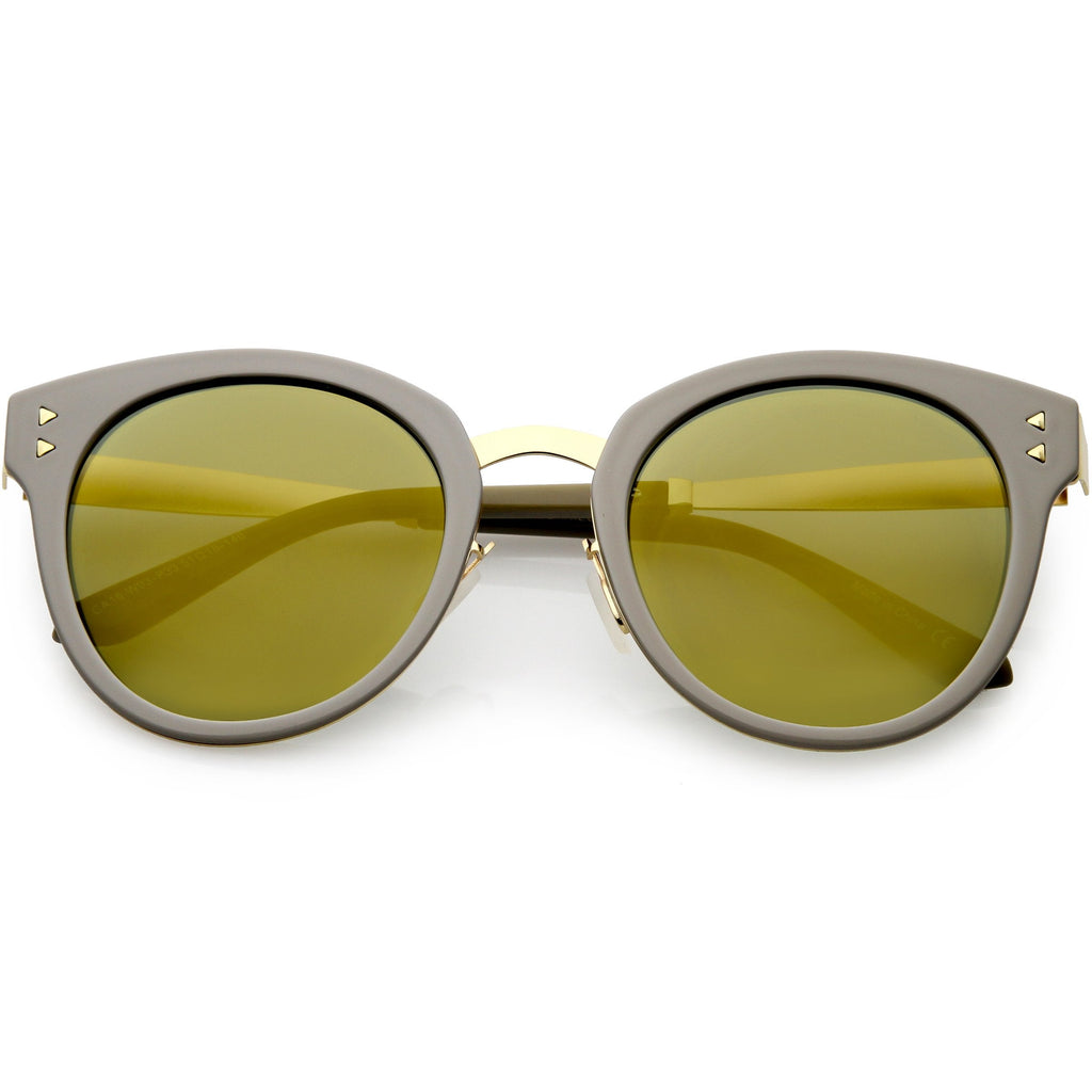 Women's Premium Horned Rim Mirrored Polarized Lens Sunglasses C830