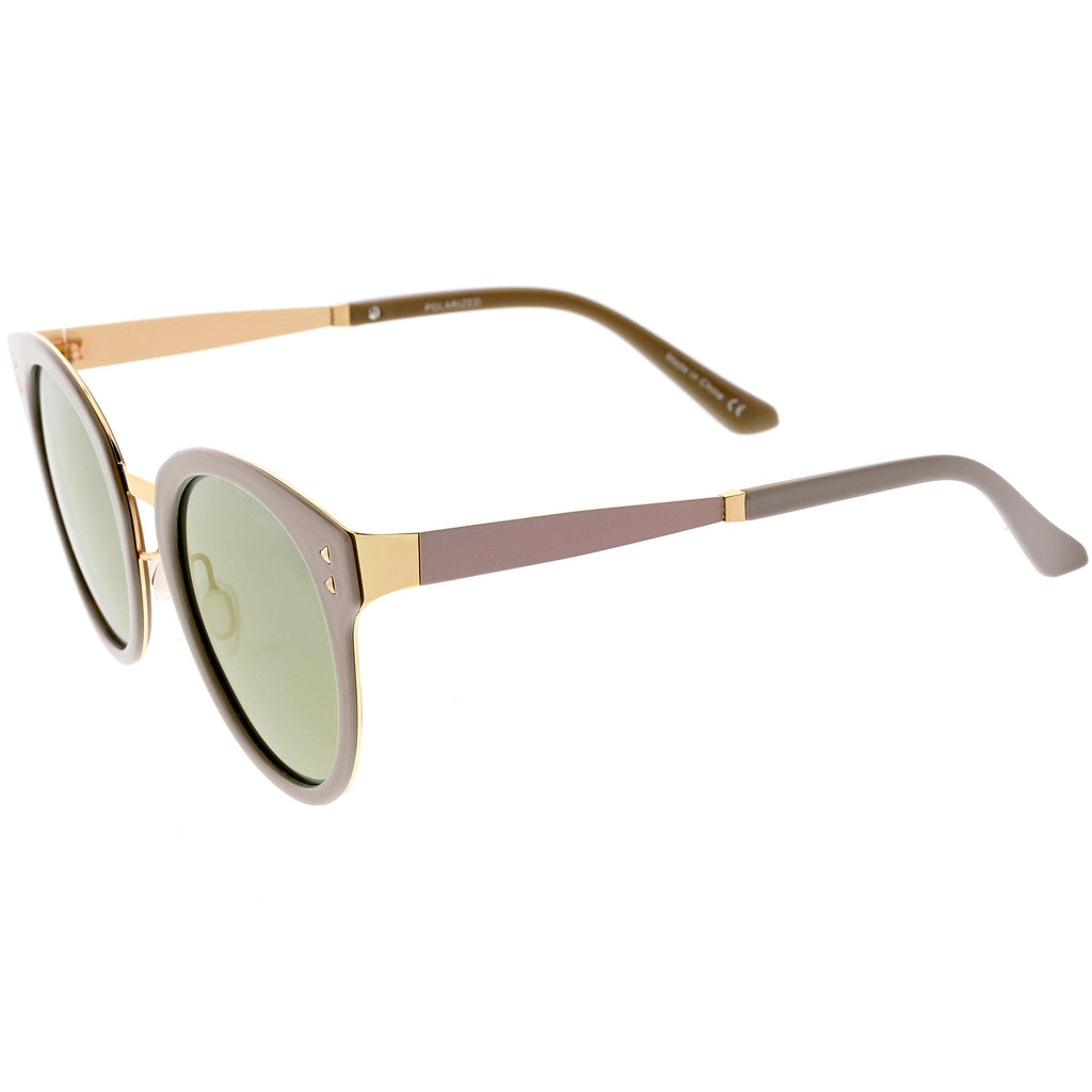 Women's Premium Horned Rim Mirrored Polarized Lens Sunglasses C830