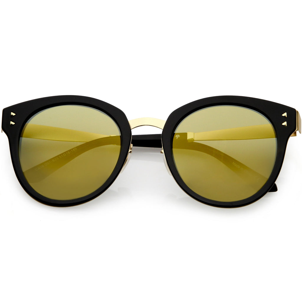Women's Premium Horned Rim Mirrored Polarized Lens Sunglasses C830