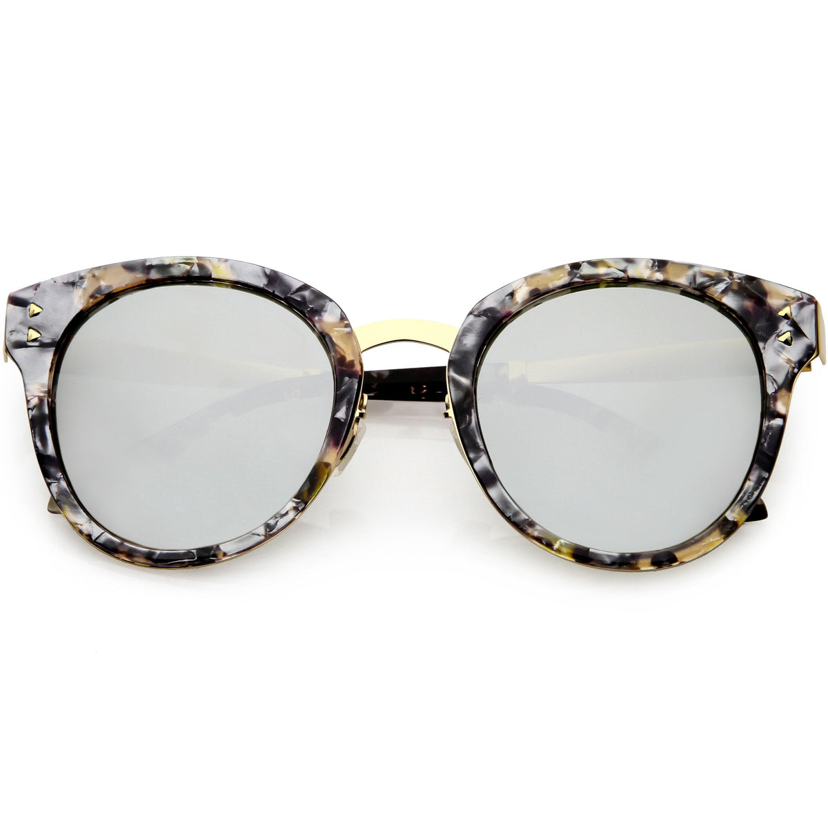 Women's Premium Horned Rim Mirrored Polarized Lens Sunglasses C830
