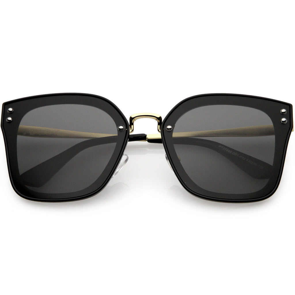 Women's Oversize Square Mirrored Polarized Flat Lens Sunglasses C883