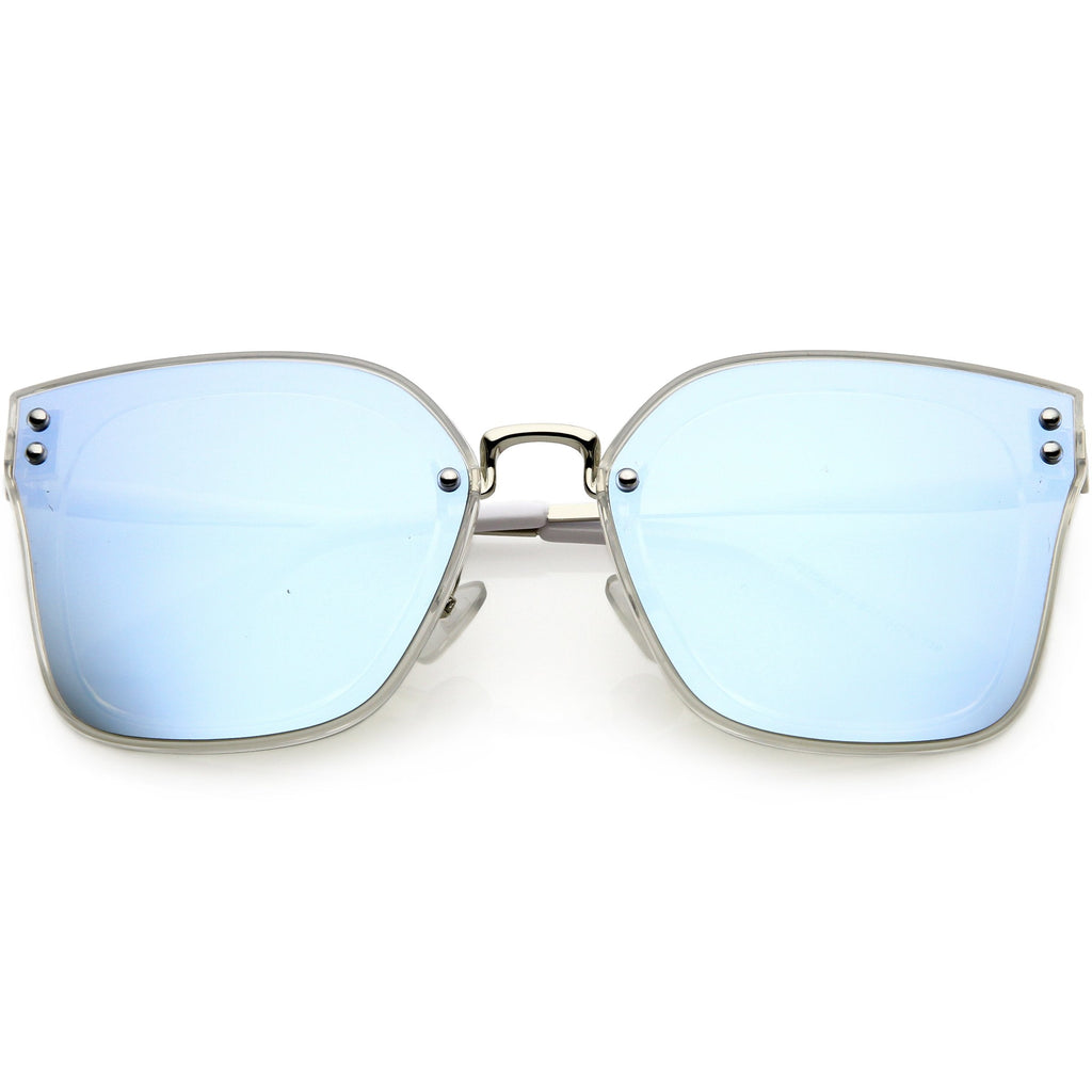 Women's Oversize Square Mirrored Polarized Flat Lens Sunglasses C883