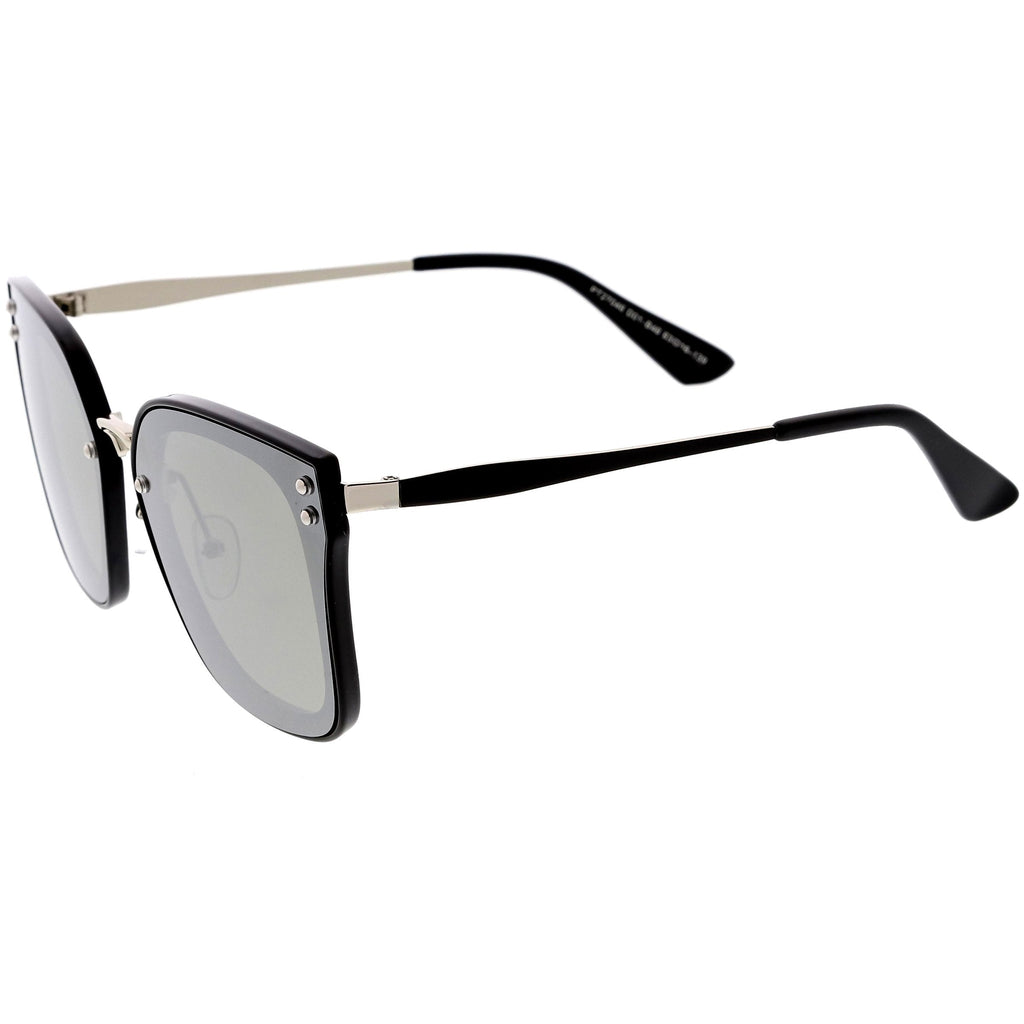 Women's Oversize Square Mirrored Polarized Flat Lens Sunglasses C883