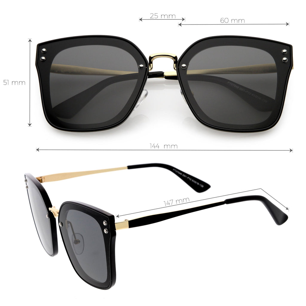 Women's Oversize Square Mirrored Polarized Flat Lens Sunglasses C883