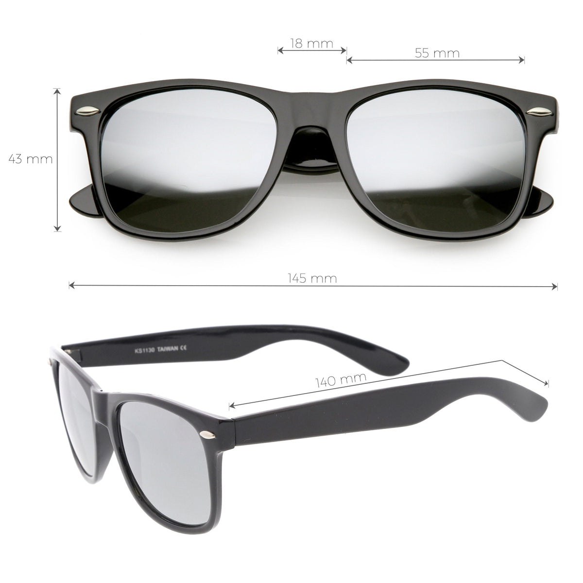 Large Classic Horned Rim Mirrored Lens Sunglasses C769