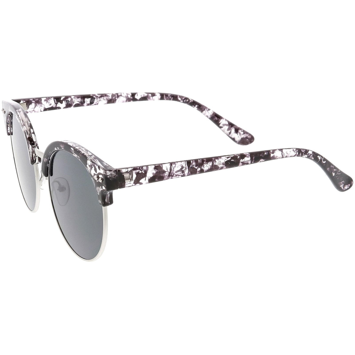 Women's Round Horned Rim Flat Mirrored Len Sunglasses C839