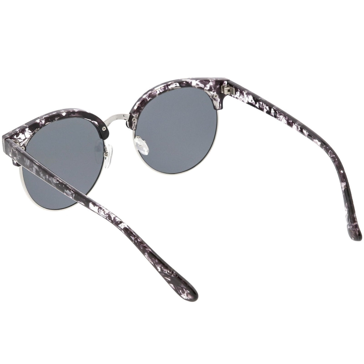 Women's Round Horned Rim Flat Mirrored Len Sunglasses C839