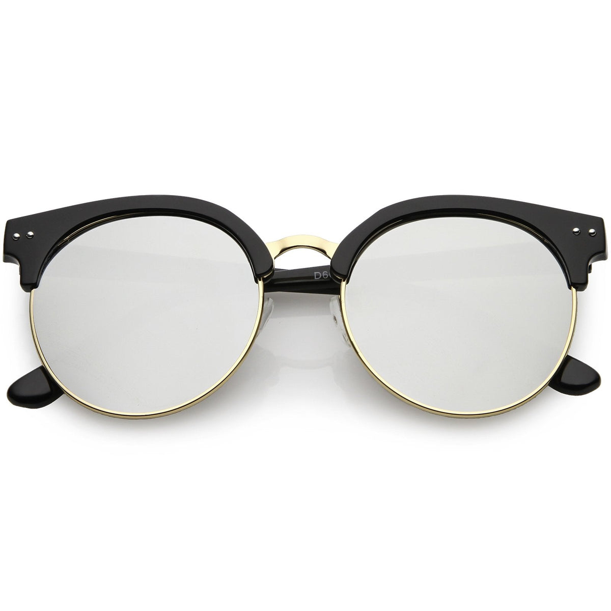 Women's Round Horned Rim Flat Mirrored Len Sunglasses C839