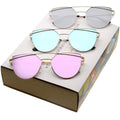 Women's Premium Mirrored Flat Lens Aviator Sunglasses C358 [Promo Box]