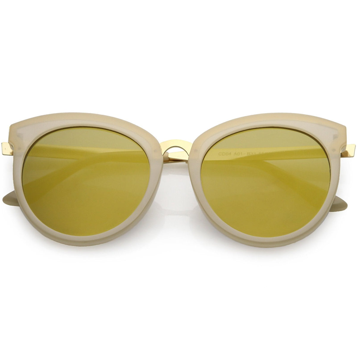 Women's Oversize Round Cat Eye Mirrored Flat Lens Sunglasses C842