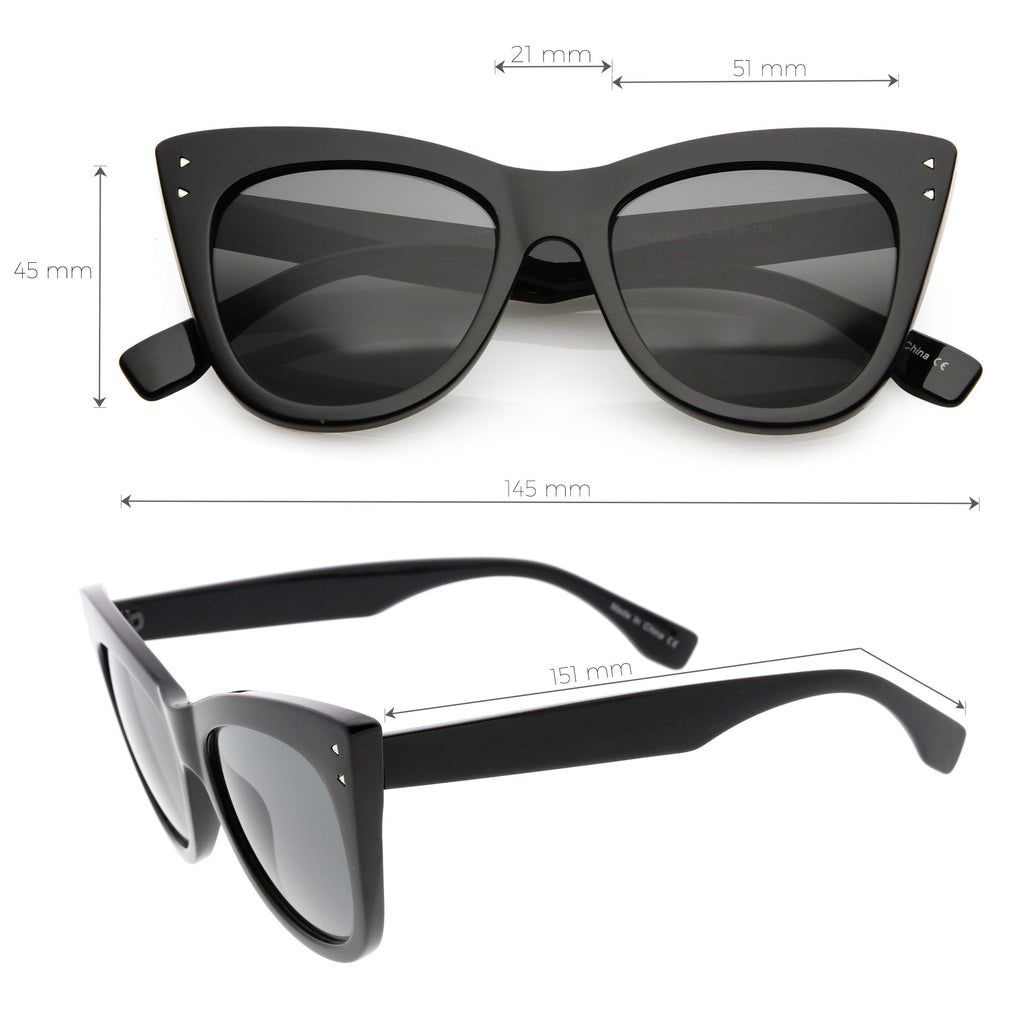 Women's Oversize Wide High Tip Rivets Cat Eye Sunglasses C851