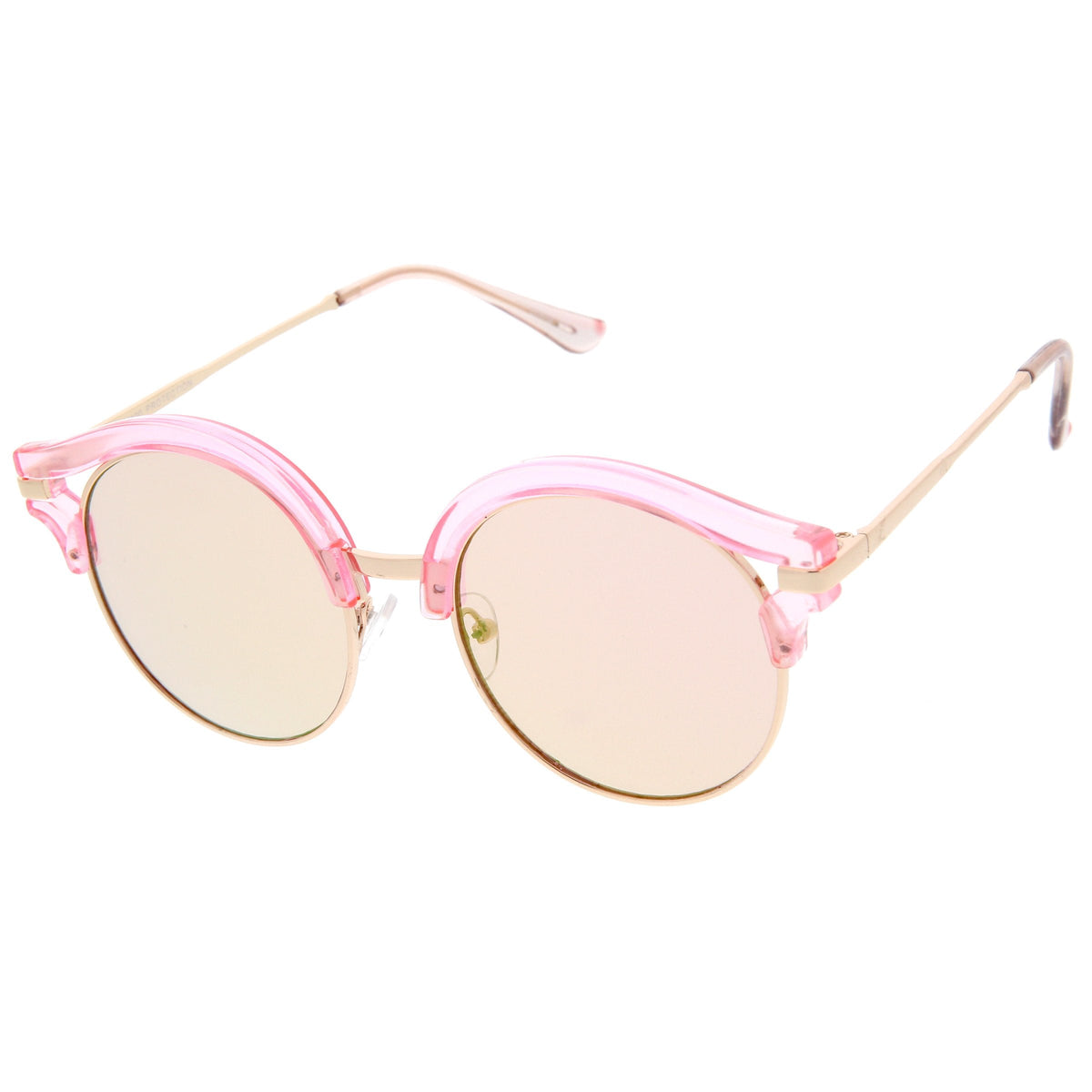 Women's Round Transparent Horned Rim Flat Lens Sunglasses A791