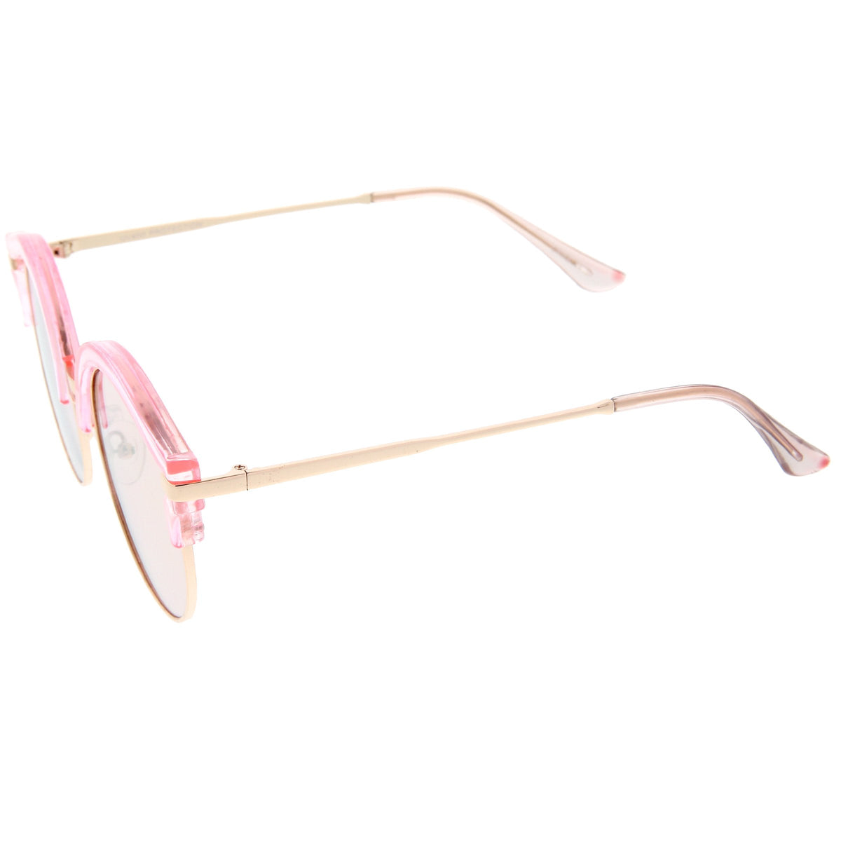 Women's Round Transparent Horned Rim Flat Lens Sunglasses A791