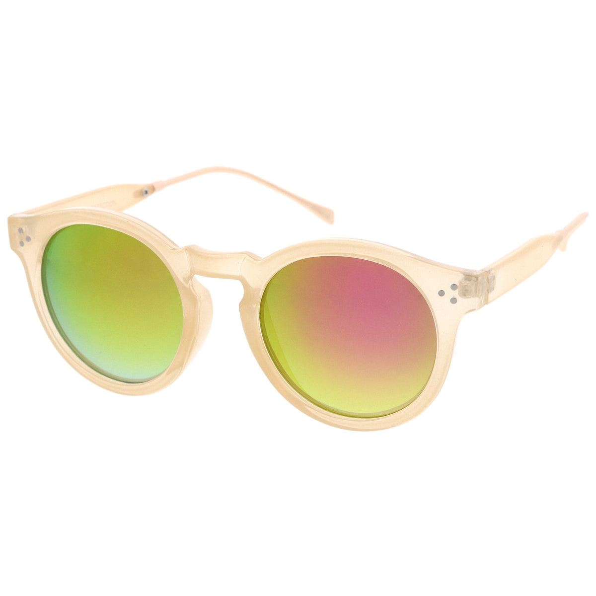 Retro P3 Round Horned Rim Mirrored Lens Sunglasses A772