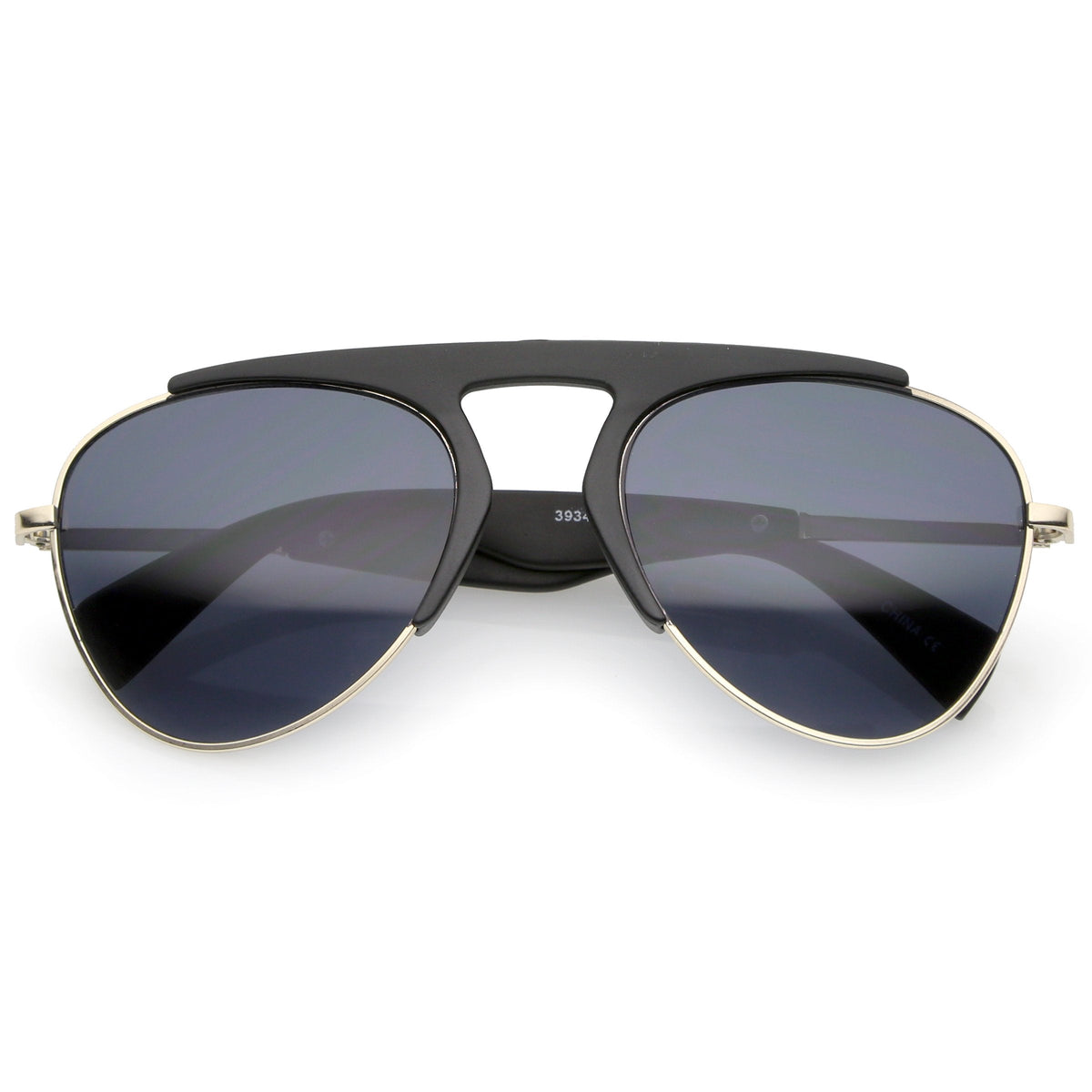 Retro Modern Bold Brow Bar Half Frame Aviator Sunglasses A783