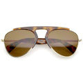 Retro Modern Bold Brow Bar Half Frame Aviator Sunglasses A783