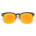 Retro Modern Wire Temple Half Frame Mirrored Flat Lens Sunglasses A777