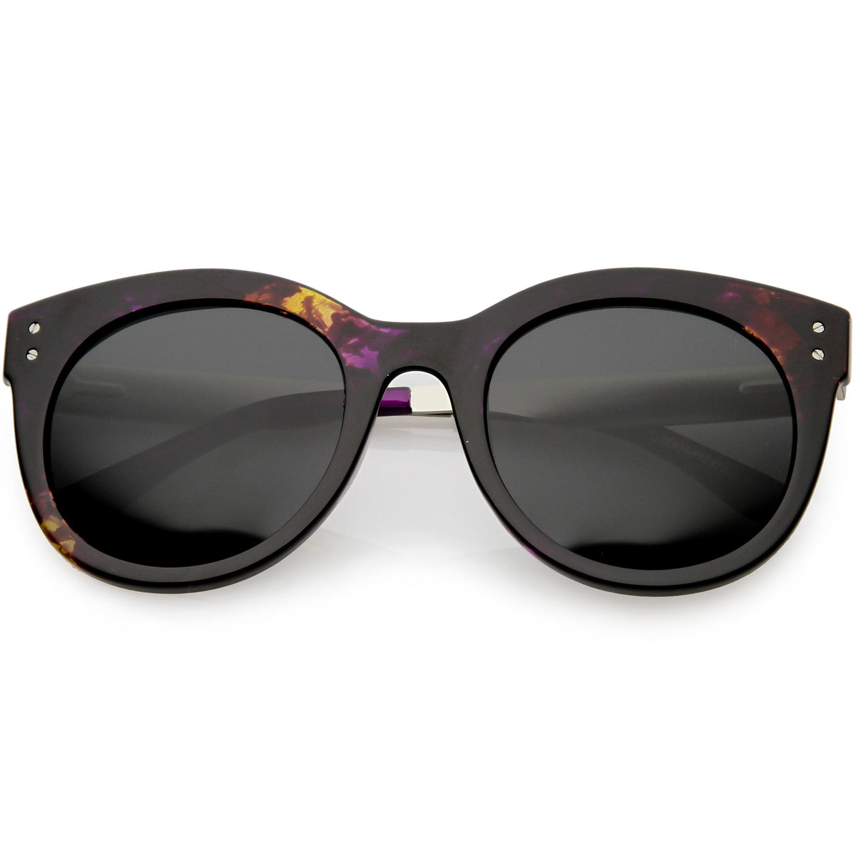 Women's Round Horned Rim Polarized Lens Sunglasses C893