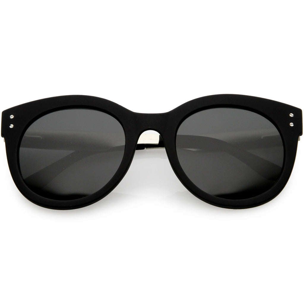Women's Round Horned Rim Polarized Lens Sunglasses C893