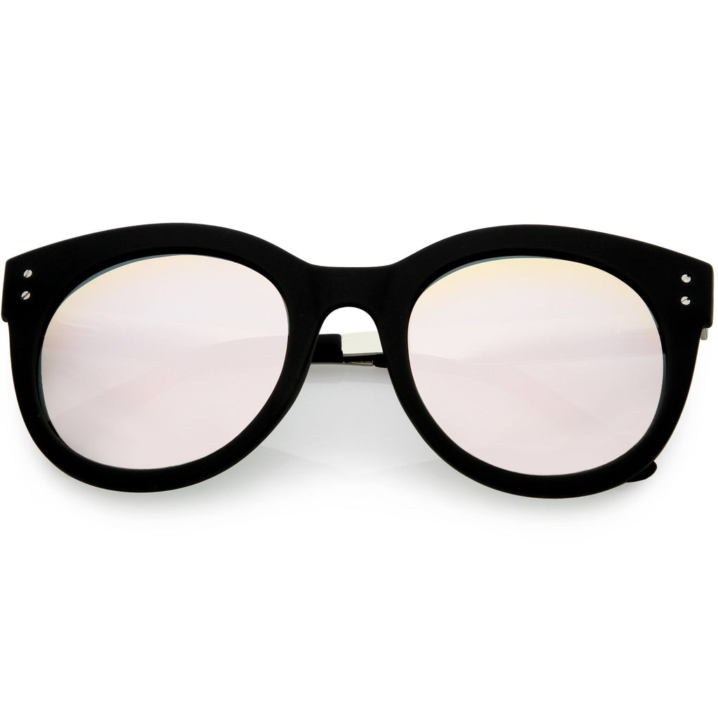 Women's Round Horned Rim Polarized Lens Sunglasses C893