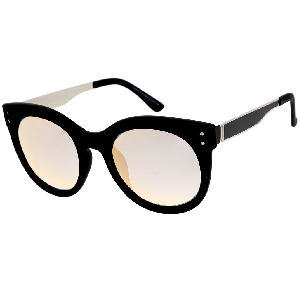 Women's Round Horned Rim Polarized Lens Sunglasses C893