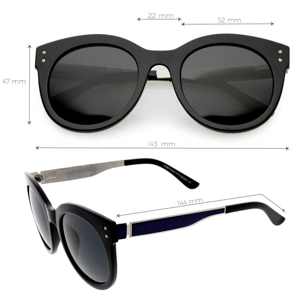Women's Round Horned Rim Polarized Lens Sunglasses C893