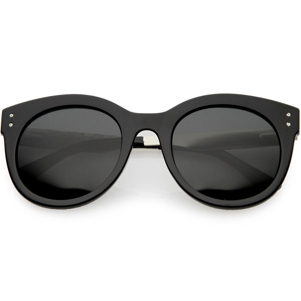Women's Round Horned Rim Polarized Lens Sunglasses C893