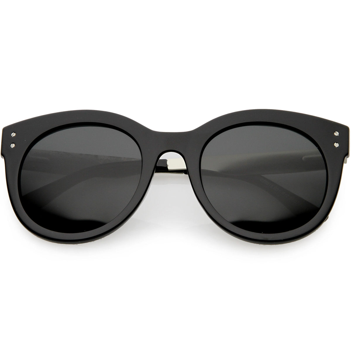 Women's Round Horned Rim Polarized Lens Sunglasses C893