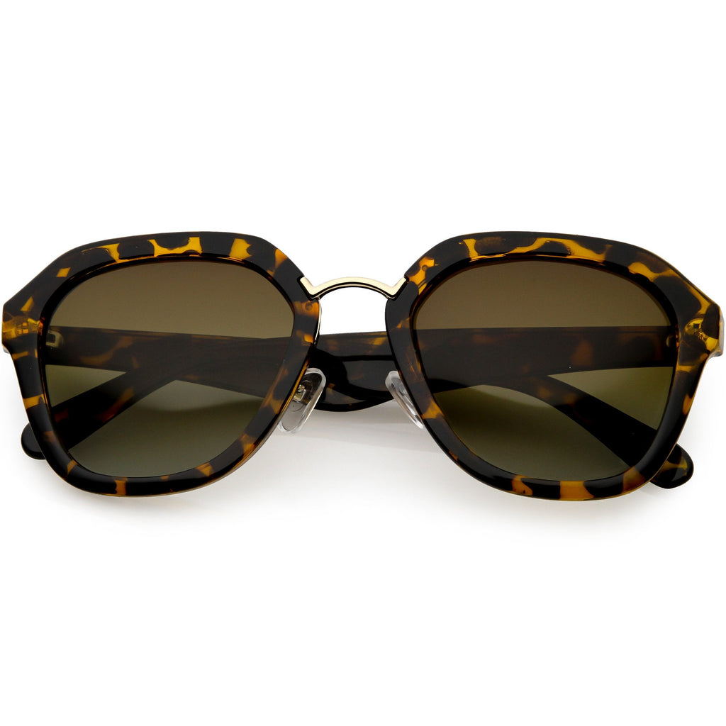 Women's Oversize Designer Geometric Polarized Lens Sunglasses C895