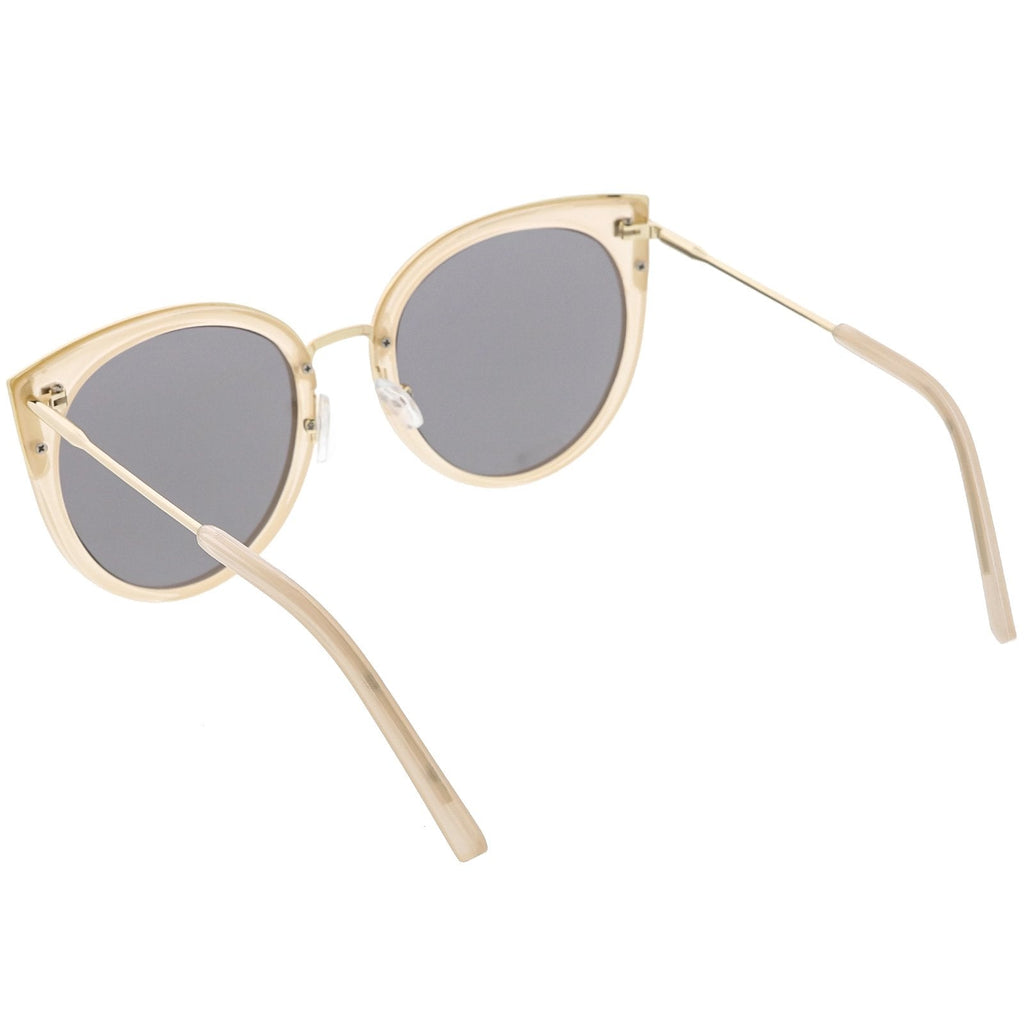 Women's Oversize Round Flat Mirrored Lens Cat Eye Sunglasses C841