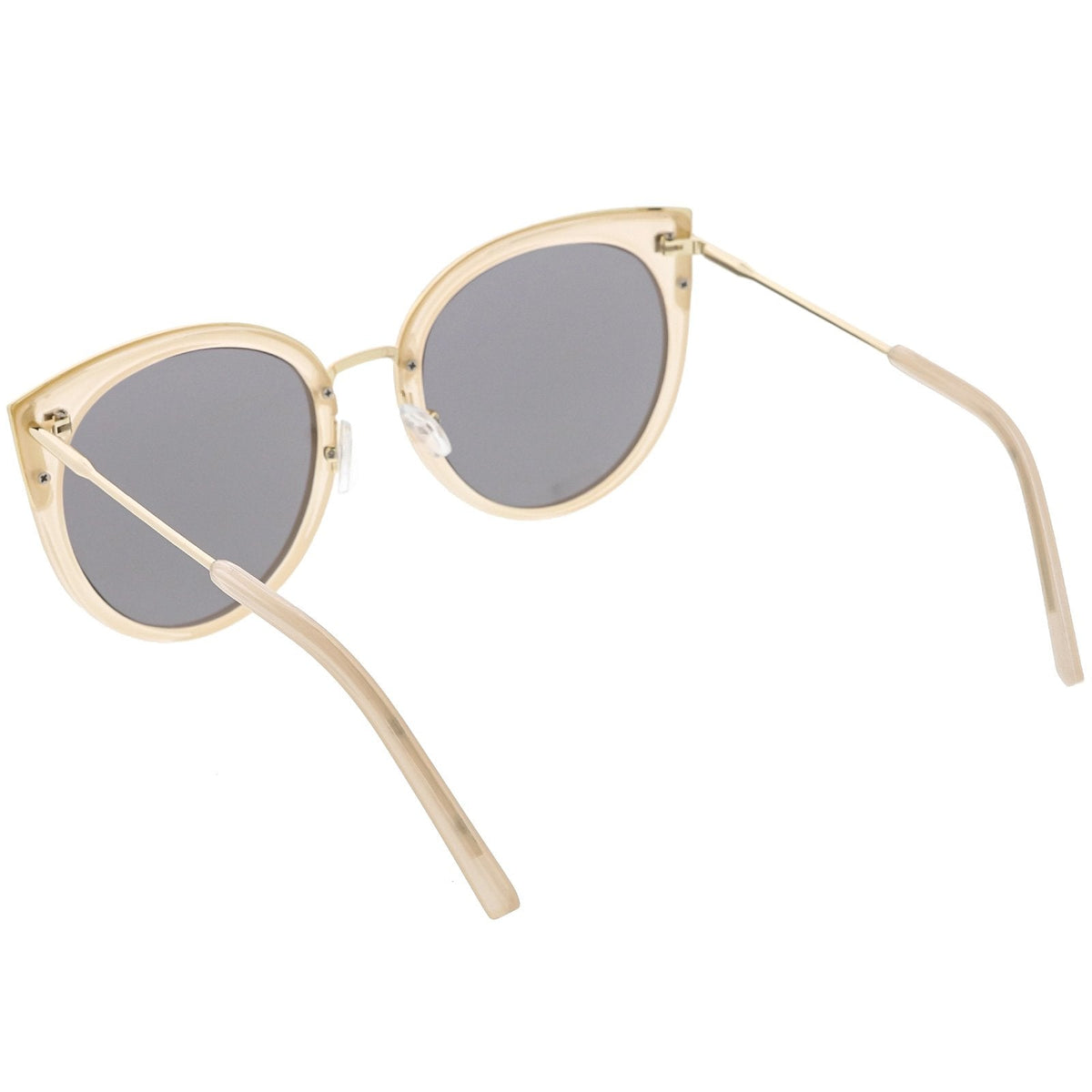 Women's Oversize Round Flat Mirrored Lens Cat Eye Sunglasses C841