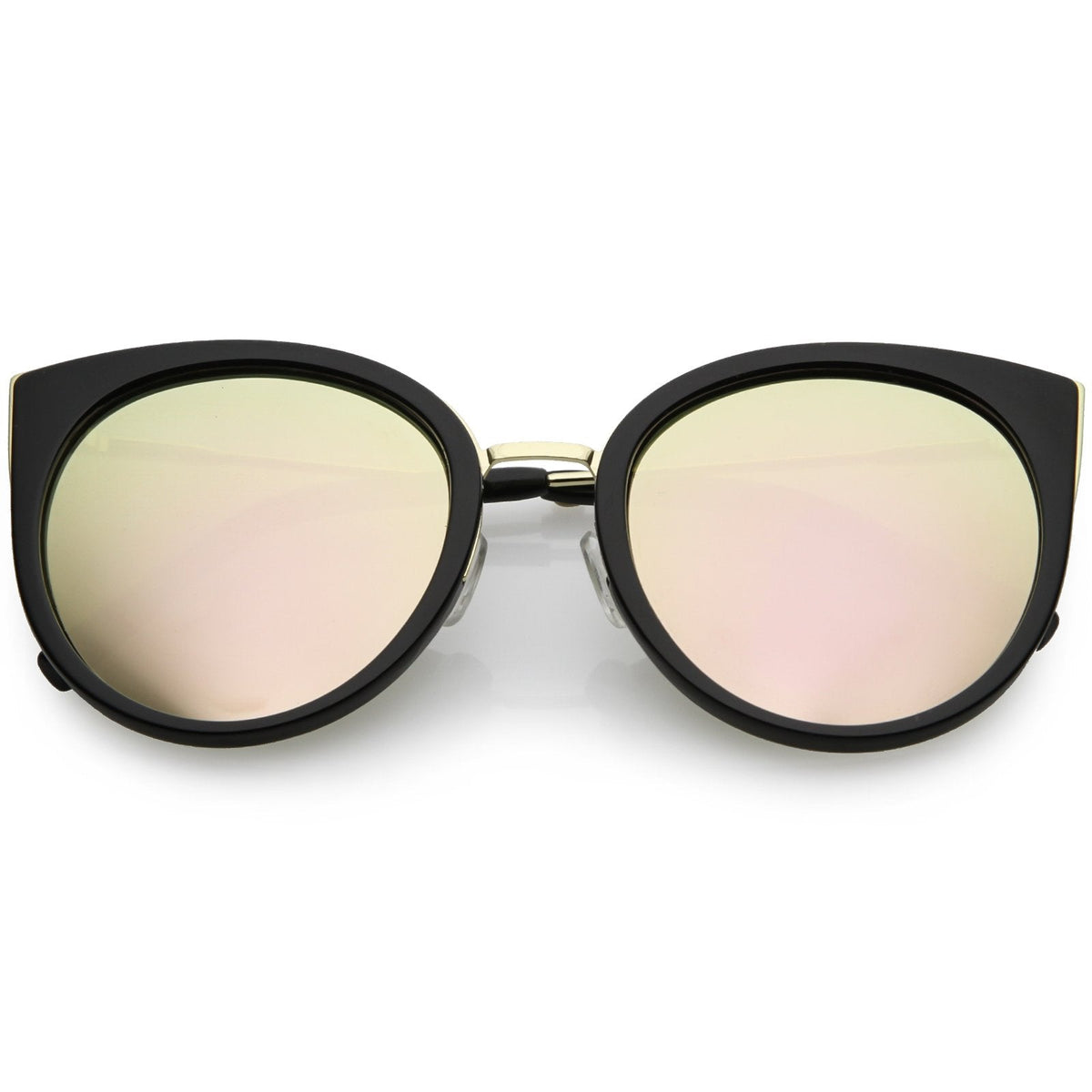 Women's Oversize Round Flat Mirrored Lens Cat Eye Sunglasses C841