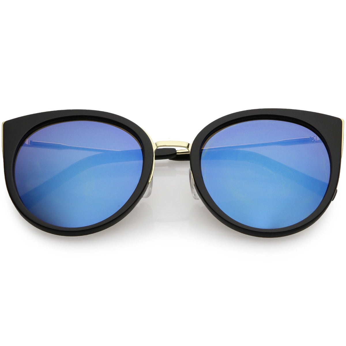 Women's Oversize Round Flat Mirrored Lens Cat Eye Sunglasses C841