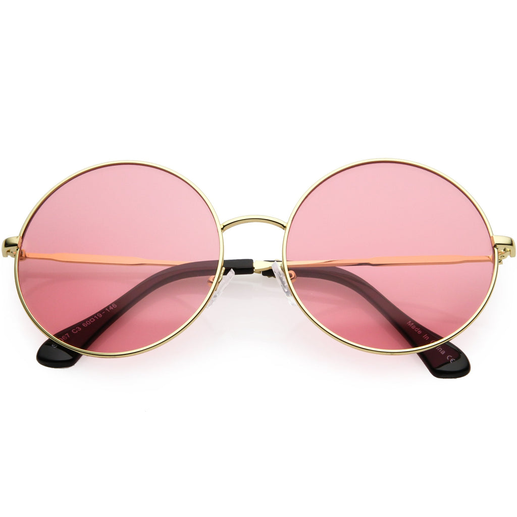 Retro Oversize Color Tone Disco Round Metal Sunglasses C848