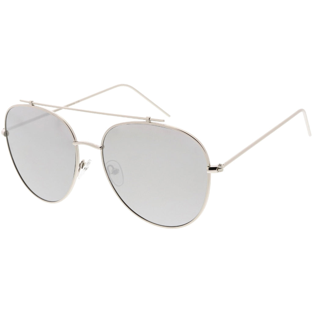 Oversize Retro Modern Mirrored Flat Lens Aviator Sunglasses C856