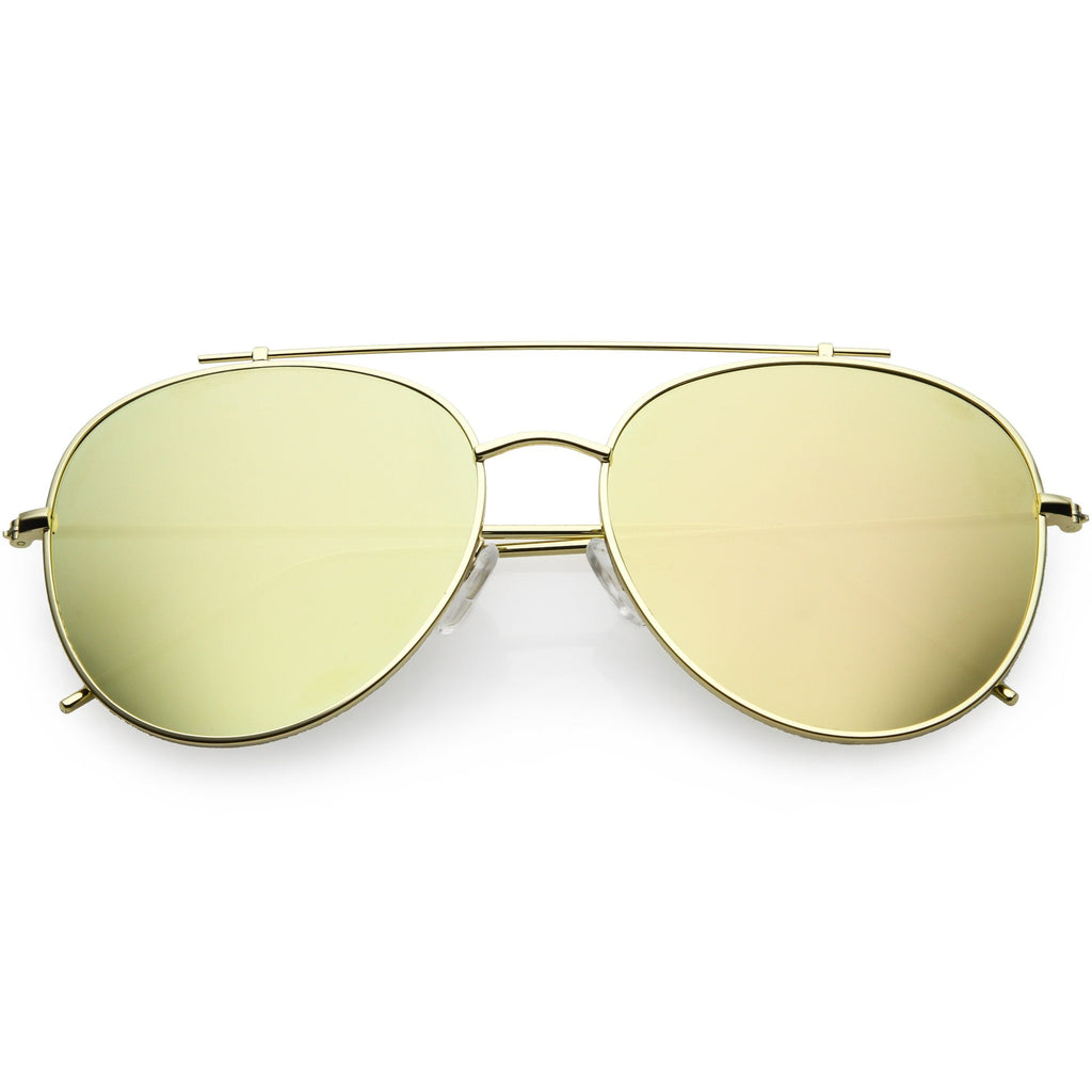 Oversize Retro Modern Mirrored Flat Lens Aviator Sunglasses C856