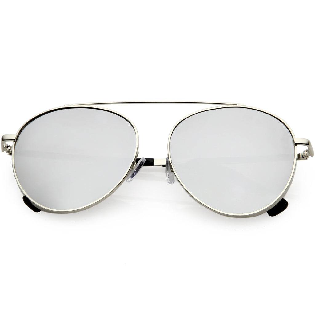 Oversize Retro Modern Round Top Bar Flat Lens Aviator Sunglasses C826