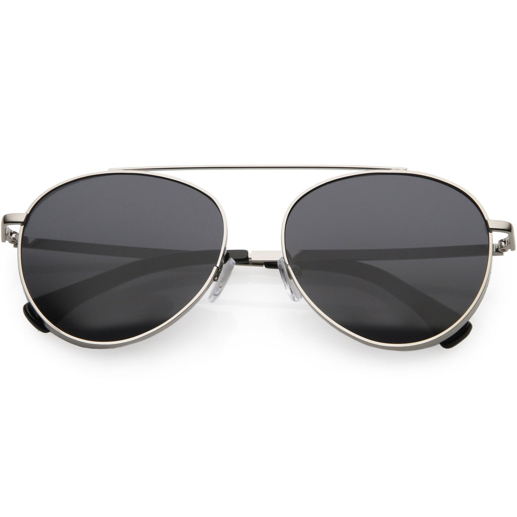 Oversize Retro Modern Round Top Bar Flat Lens Aviator Sunglasses C826